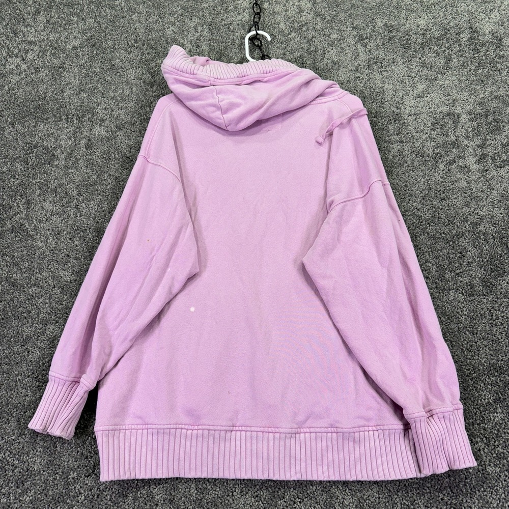Aerie Hoodie Womens Medium Pink Pullover V Neck Kangaroo Pocket Casual City - Picture 2 of 13